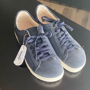 Birkenstock Navy Suede & Textile Low-Top Sneakers